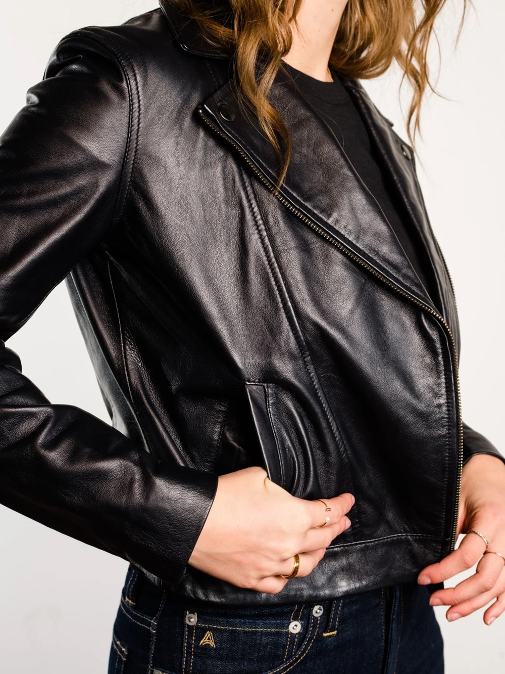 Able Black Leather Cropped Maha Jacket - Picture 2 of 5
